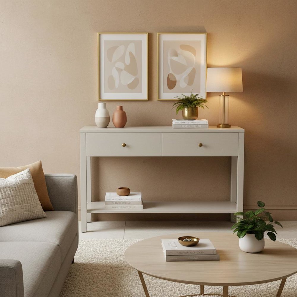 Console Table Modern Farmhouse Style with Drawer Storage. Picture 2