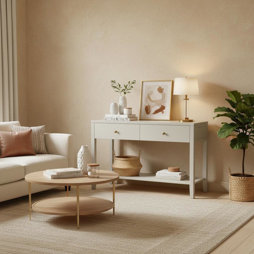 Console Table Modern Farmhouse Style with Drawer Storage. Picture 3