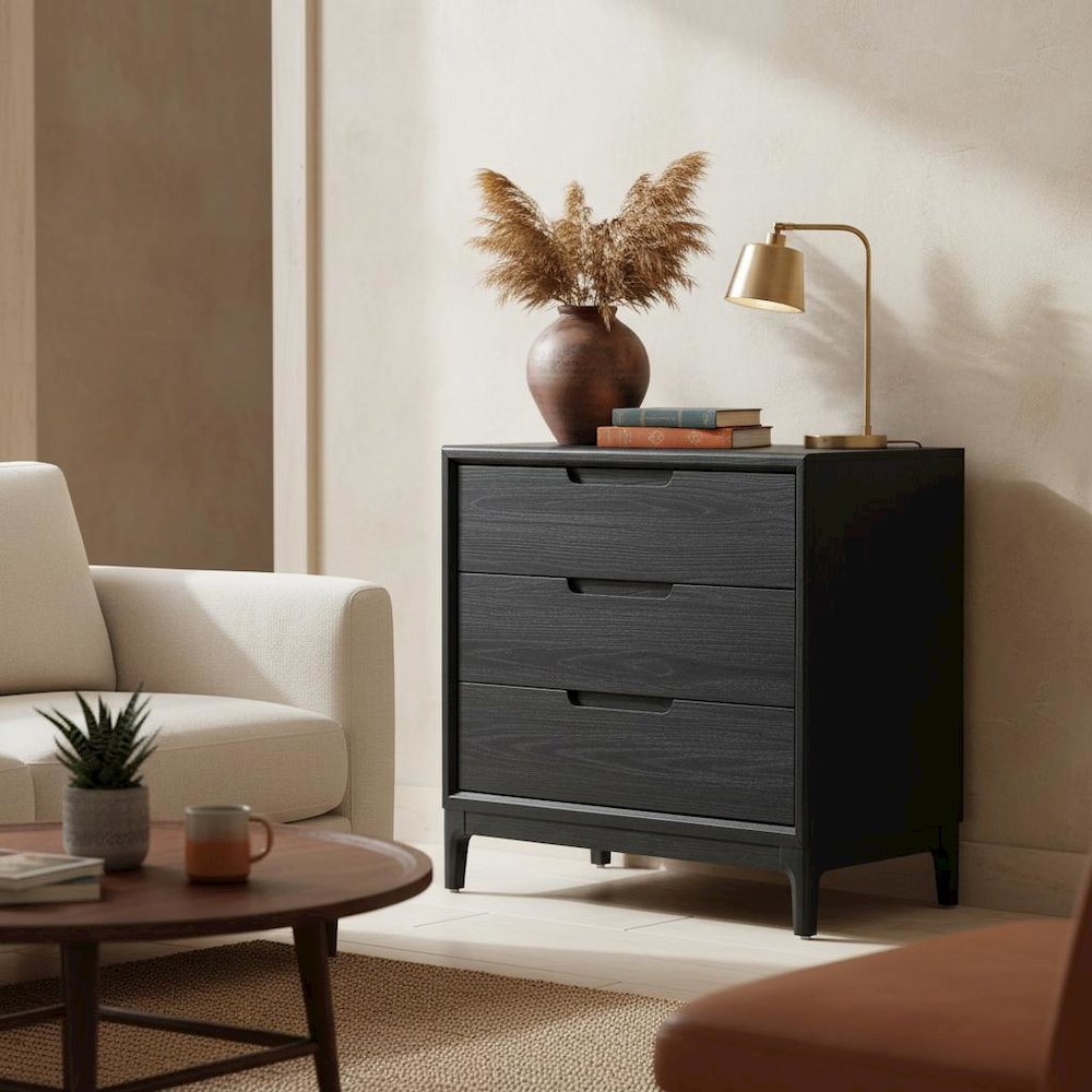 Vintage Black Accent Chest with Modern Design and Single Drawer, No Upholstery. Picture 2