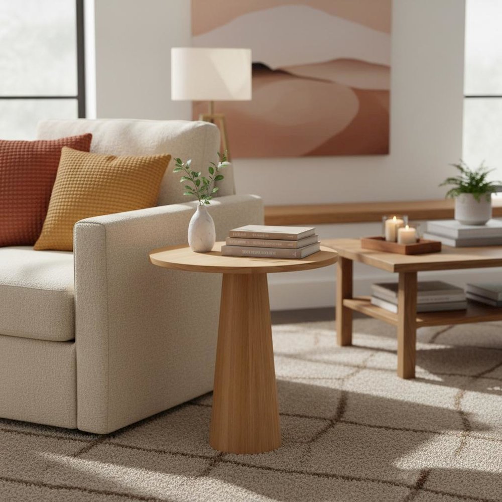 Wood-Tone End Table with Modern Design and Sturdy Construction. Picture 3
