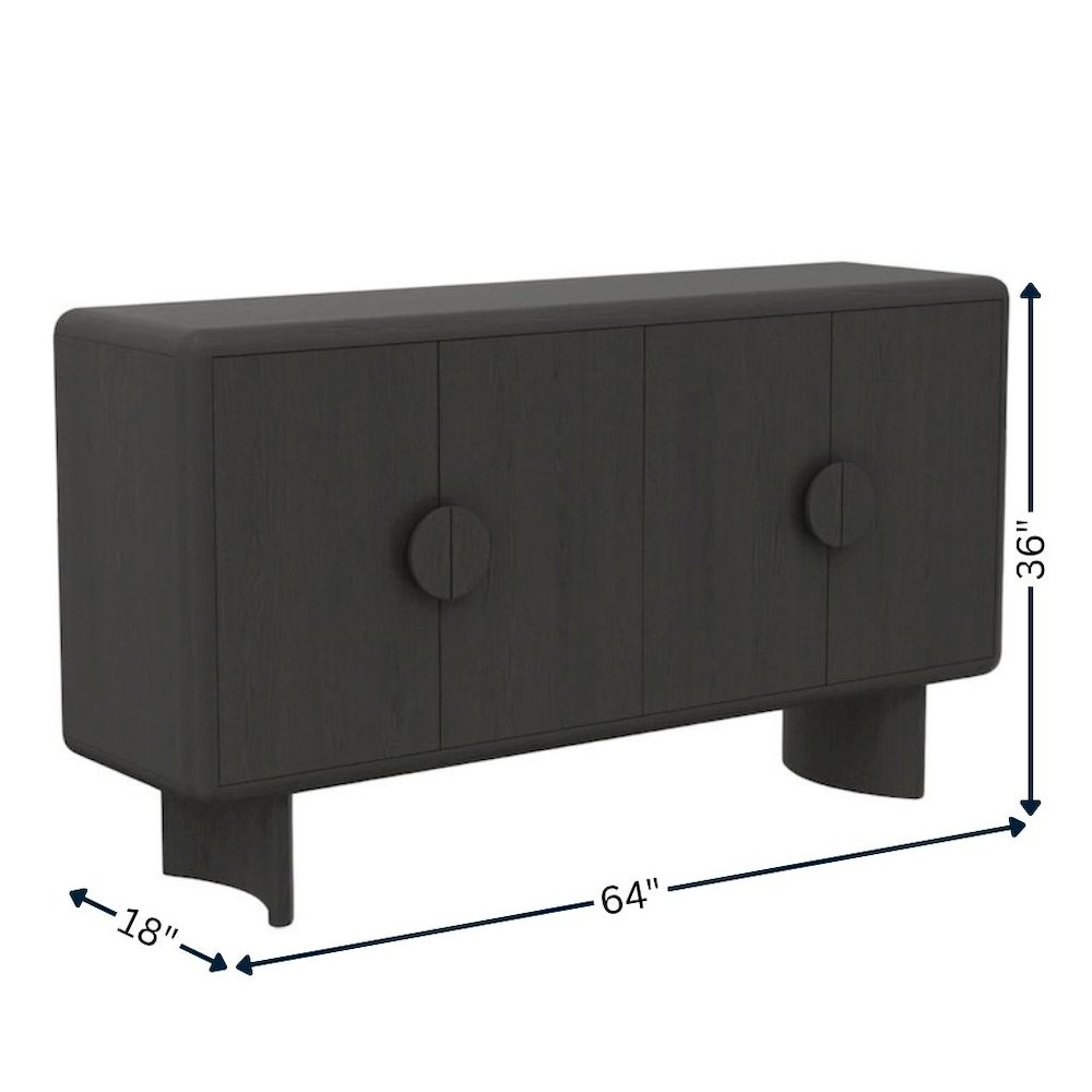 Black Modern Sideboard with Spacious Storage and Sleek Minimalist Design. Picture 9