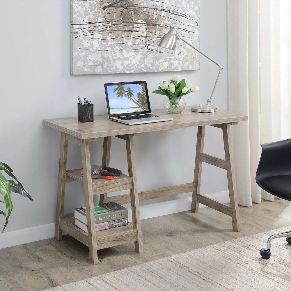 Designs2Go Trestle Desk with Shelves. Picture 2
