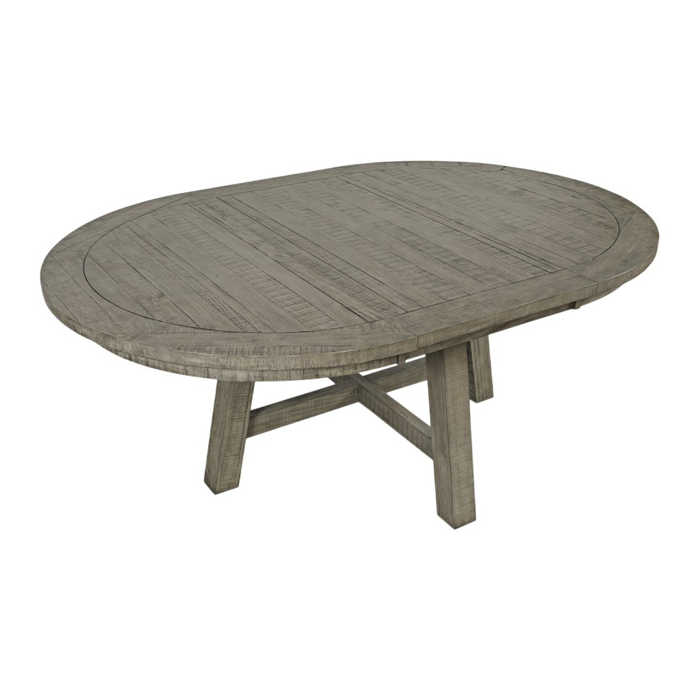 Telluride Contemporary Rustic Farmhouse Solid Wood Round to Oval Dining Table. Picture 1