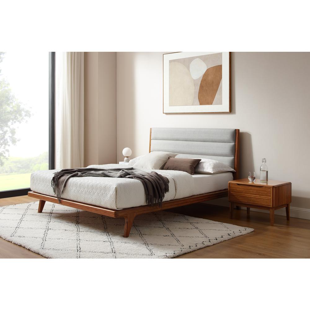 Mercury Upholstered Eastern King Platform Bed,  Amber. Picture 5