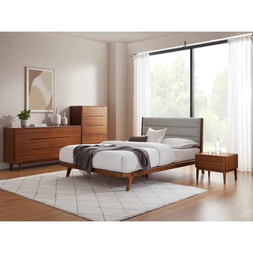 Mercury Upholstered Queen Platform Bed, Amber. Picture 7