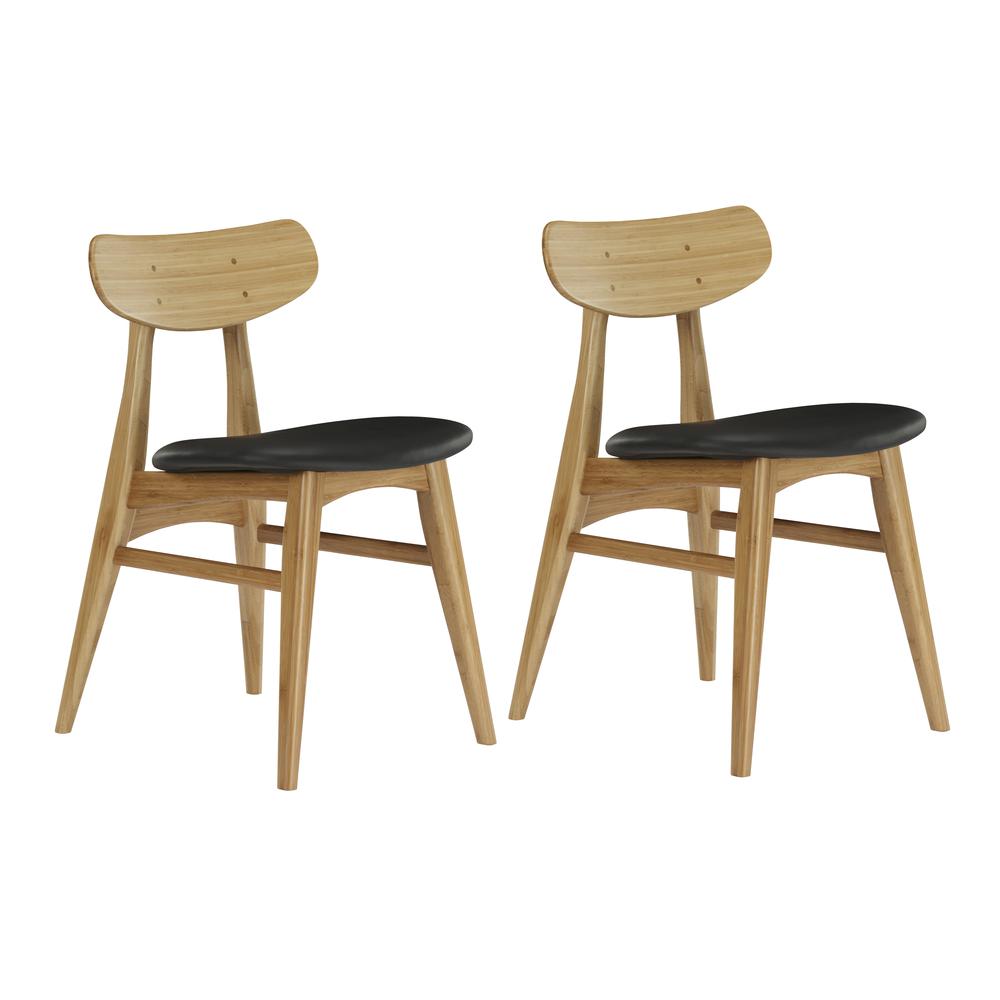 Cassia Dining Chair With Leather Seat, Caramelized, (Set of 2). Picture 2