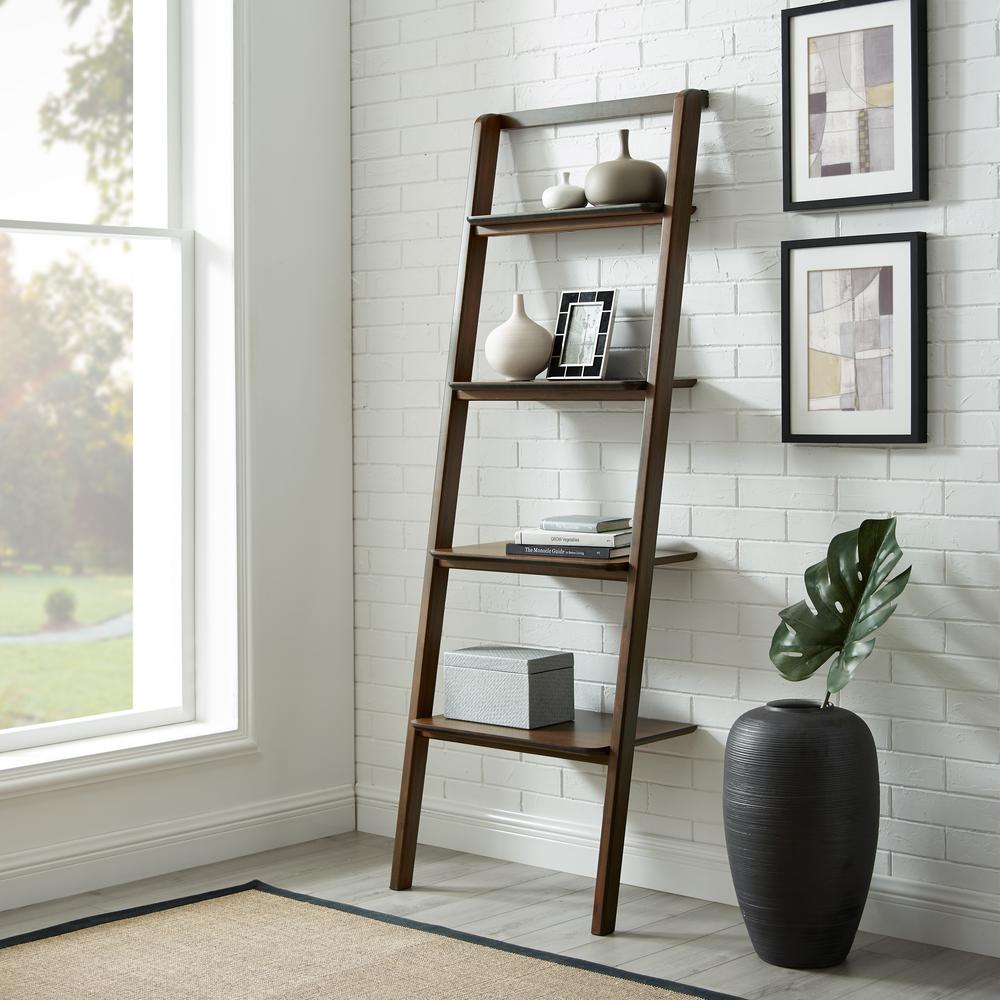 Currant Leaning Bookshelf, Black Walnut. Picture 4