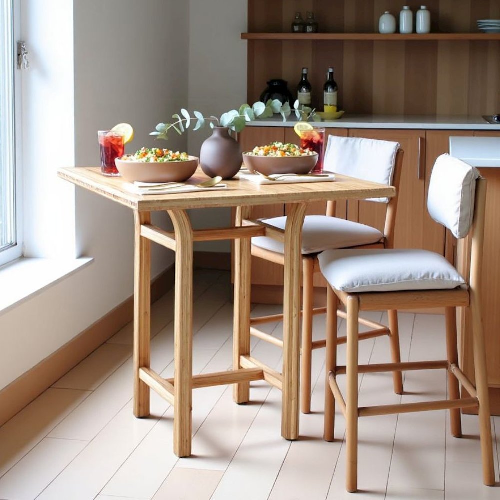 Solid Bamboo Bar Height Table – Tall Square Table in Caramelized Finish. Picture 2