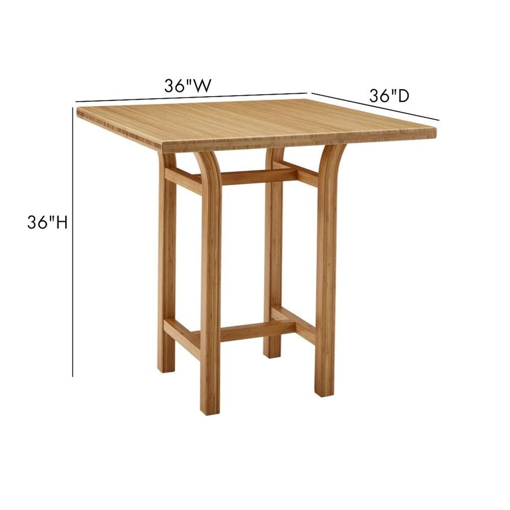Solid Bamboo Bar Height Table – Tall Square Table in Caramelized Finish. Picture 6