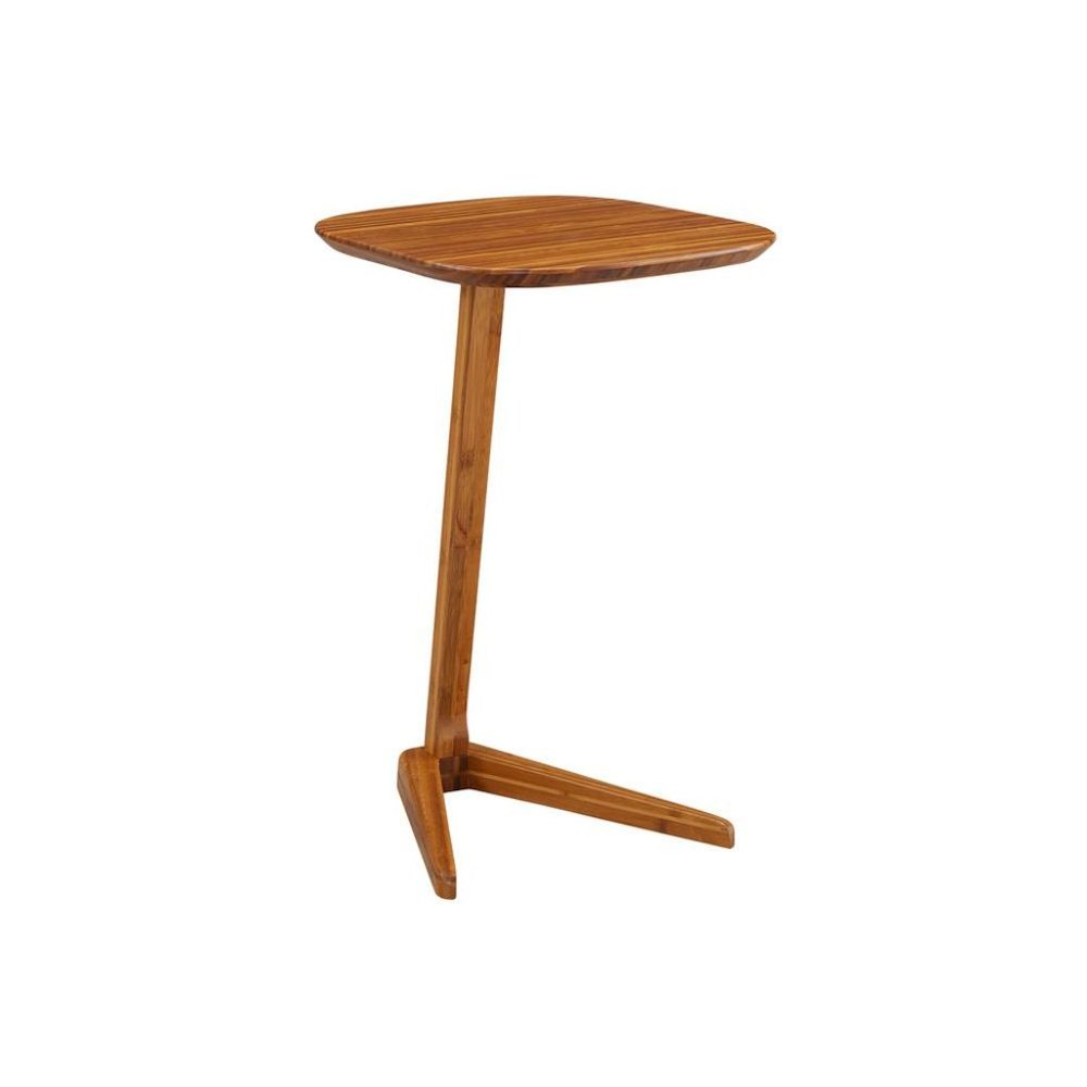 Brown Bamboo Side Table – Solid Wood Minimalist End Table in Amber Finish. Picture 1