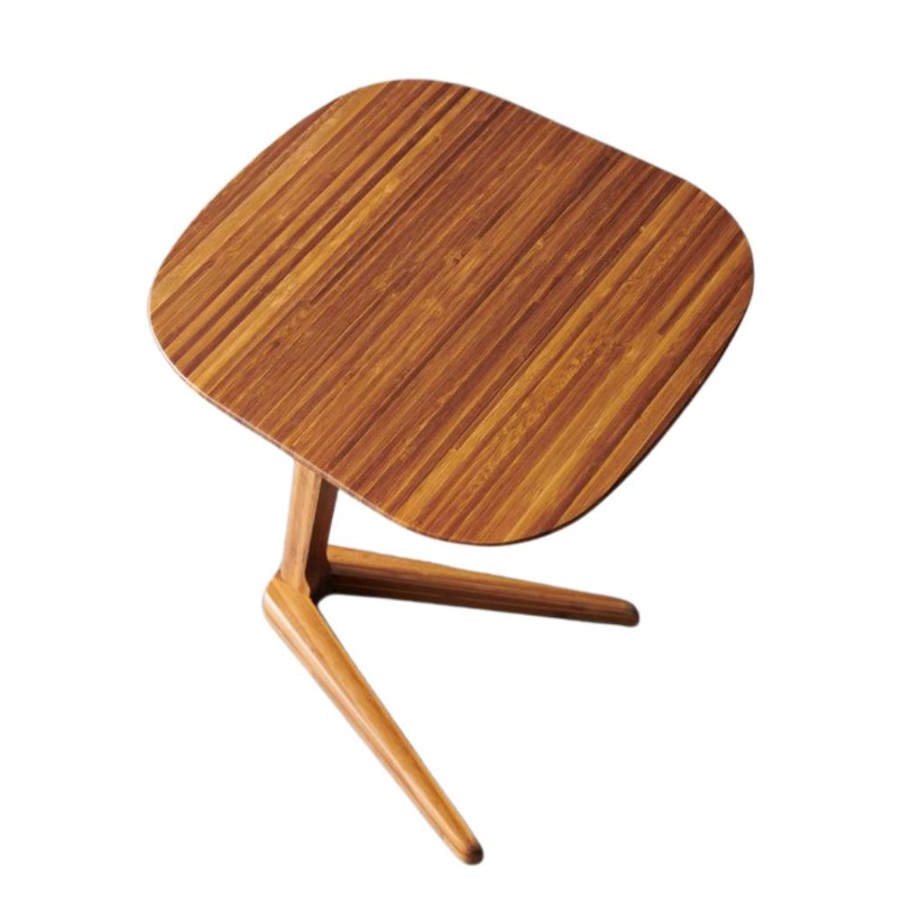 Brown Bamboo Side Table – Solid Wood Minimalist End Table in Amber Finish. Picture 7