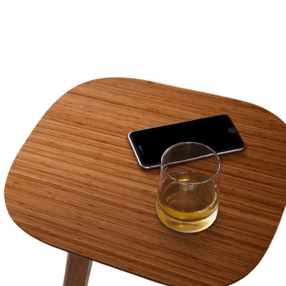 Brown Bamboo Side Table – Solid Wood Minimalist End Table in Amber Finish. Picture 6