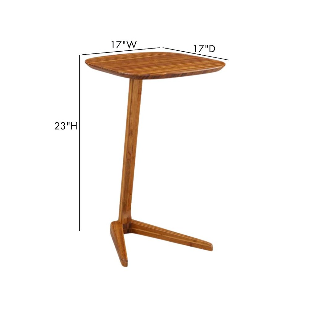 Brown Bamboo Side Table – Solid Wood Minimalist End Table in Amber Finish. Picture 8