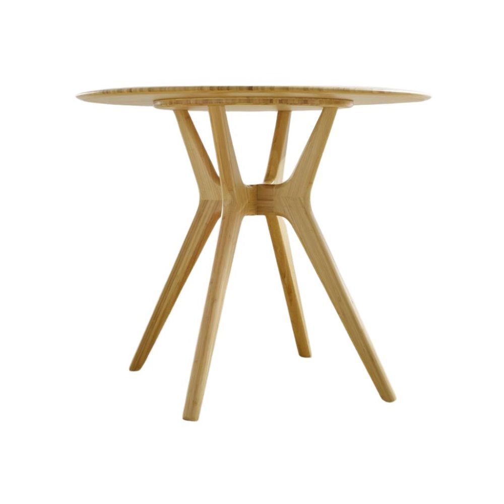 Beige Round Dining Table in Solid Bamboo – Wooden Kitchen Table. Picture 5