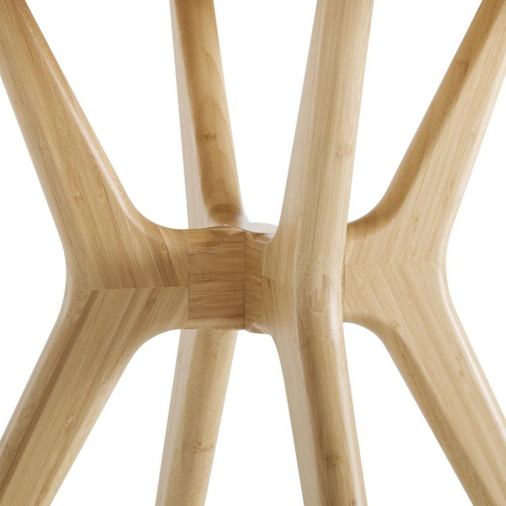 Beige Round Dining Table in Solid Bamboo – Wooden Kitchen Table. Picture 6