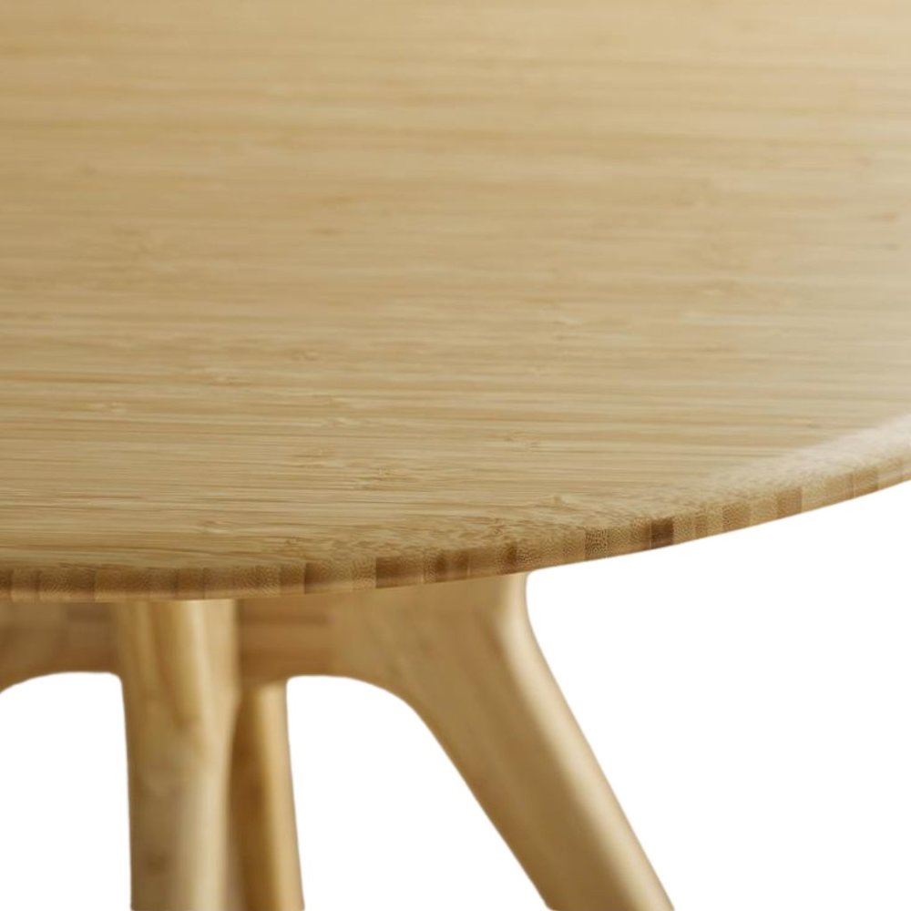 Beige Round Dining Table in Solid Bamboo – Wooden Kitchen Table. Picture 7