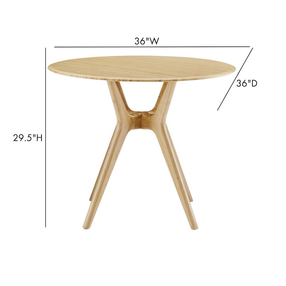 Beige Round Dining Table in Solid Bamboo – Wooden Kitchen Table. Picture 8