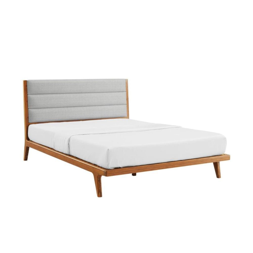 Amber Bamboo King Platform Bed – Wooden Bed Frame King Size with Upholstery. Picture 4
