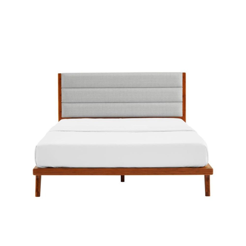 Amber Bamboo King Platform Bed – Wooden Bed Frame King Size with Upholstery. Picture 1
