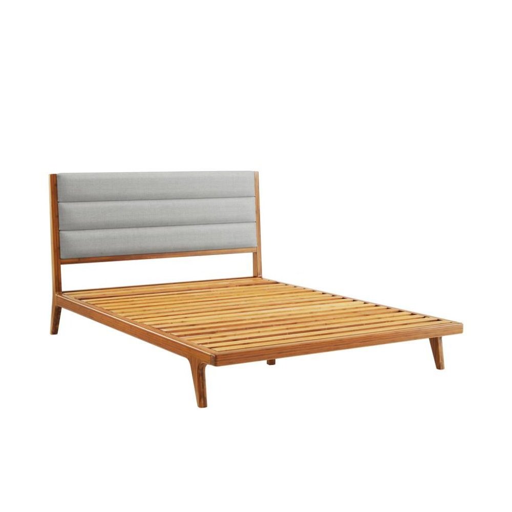 Amber Bamboo King Platform Bed – Wooden Bed Frame King Size with Upholstery. Picture 6