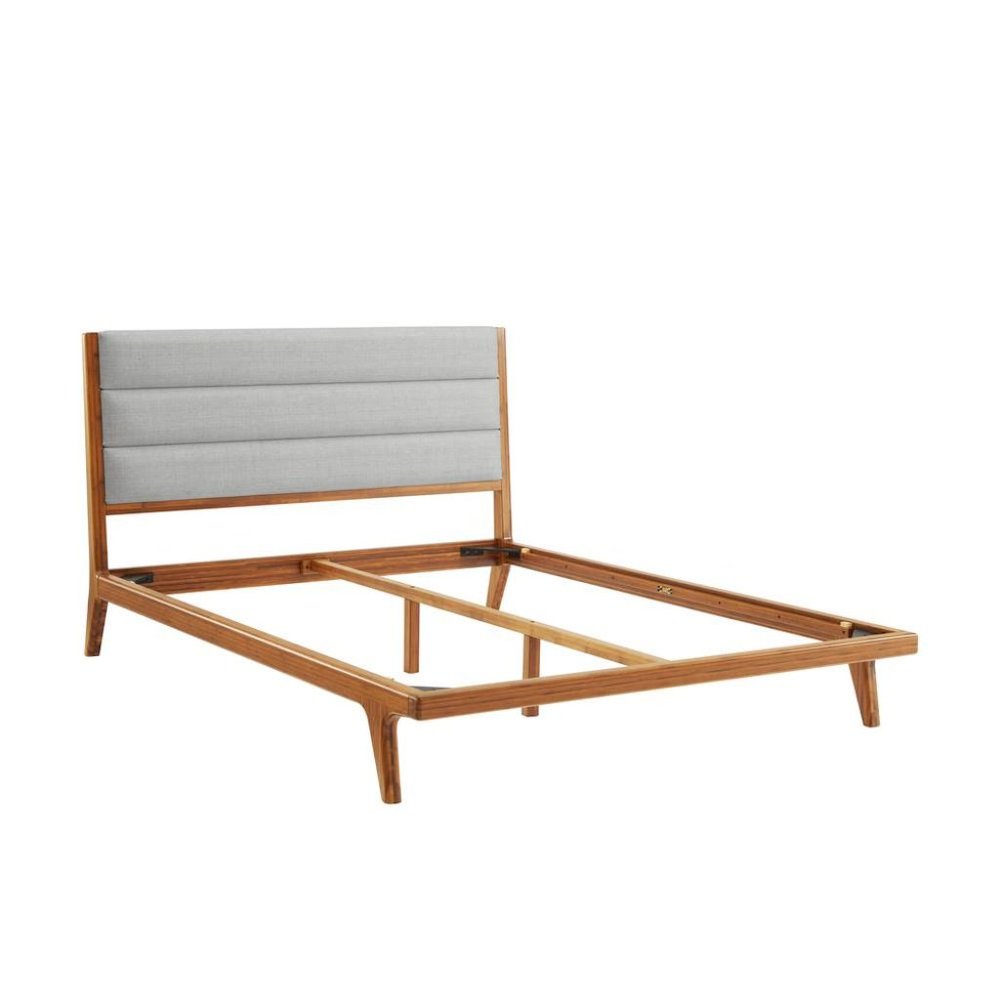 Amber Bamboo King Platform Bed – Wooden Bed Frame King Size with Upholstery. Picture 7