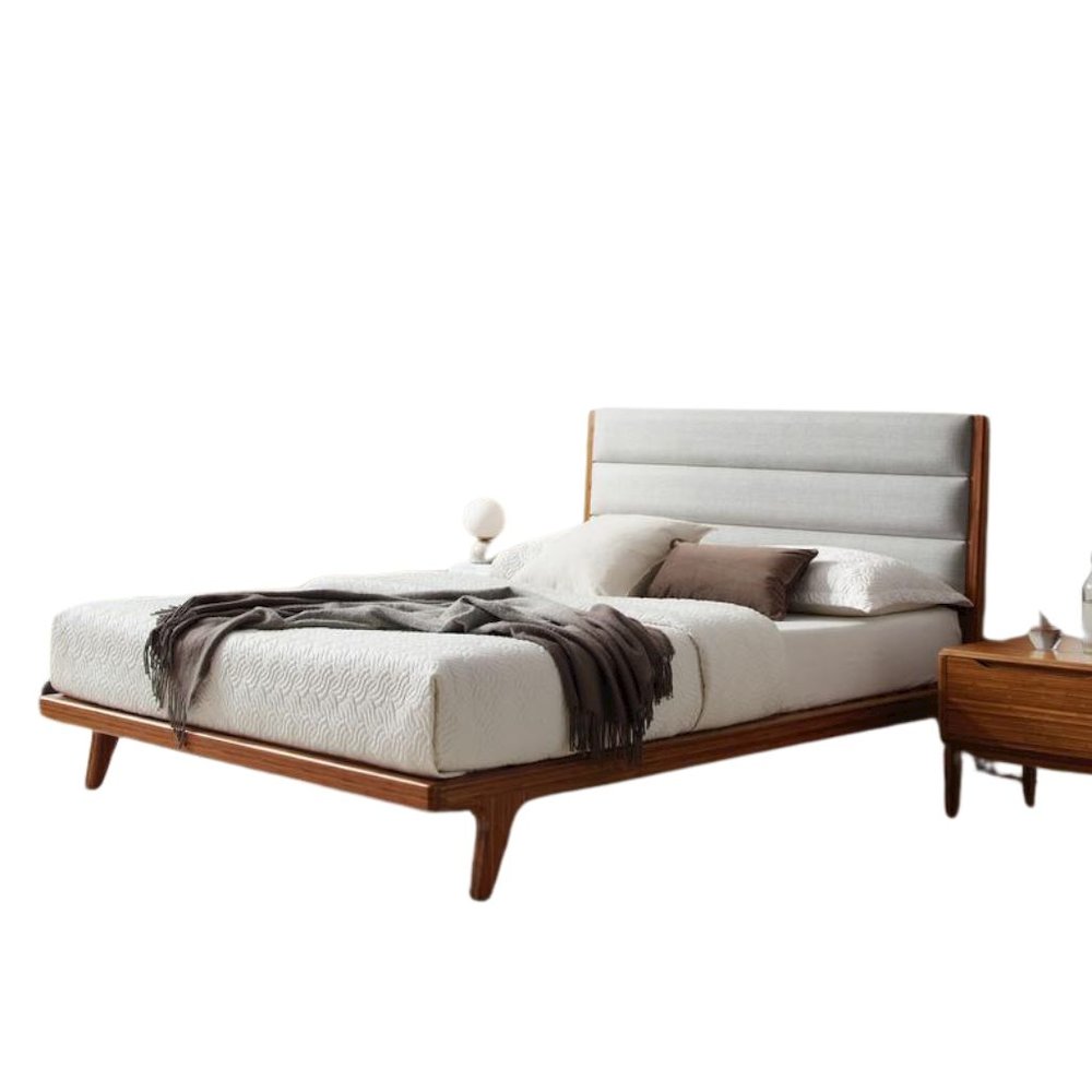 Amber Bamboo King Platform Bed – Wooden Bed Frame King Size with Upholstery. Picture 5
