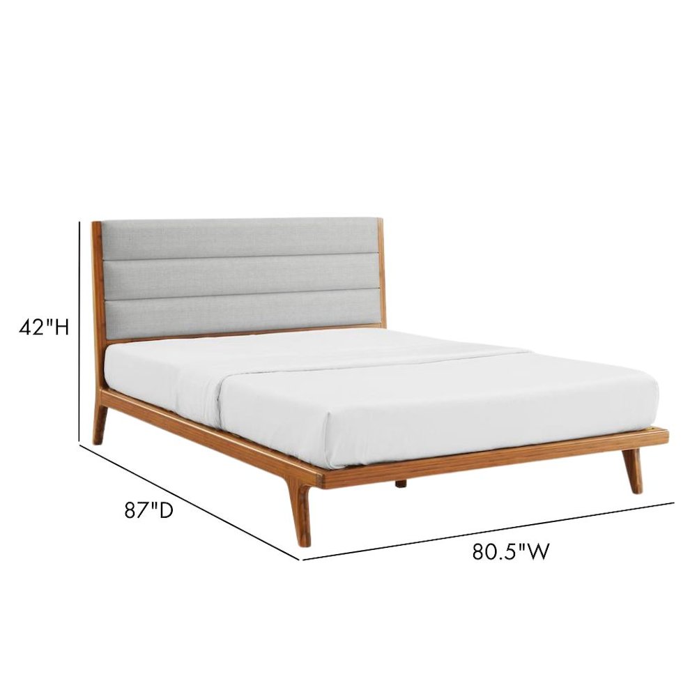 Amber Bamboo King Platform Bed – Wooden Bed Frame King Size with Upholstery. Picture 9