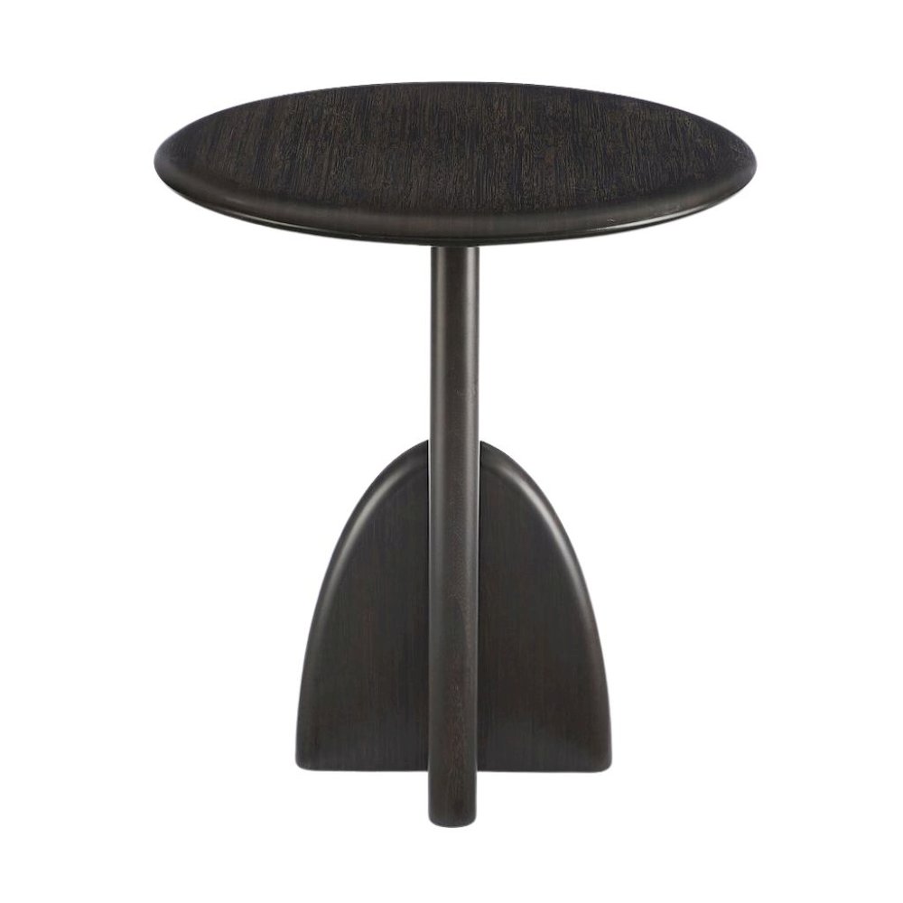 Minimalist Black Wood Side Table in Caviar Finish – Solid Bamboo End Table. Picture 1