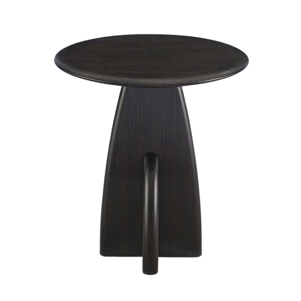Minimalist Black Wood Side Table in Caviar Finish – Solid Bamboo End Table. Picture 5