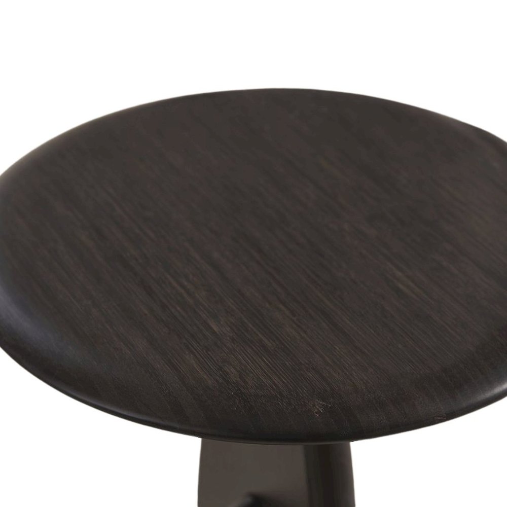 Minimalist Black Wood Side Table in Caviar Finish – Solid Bamboo End Table. Picture 6