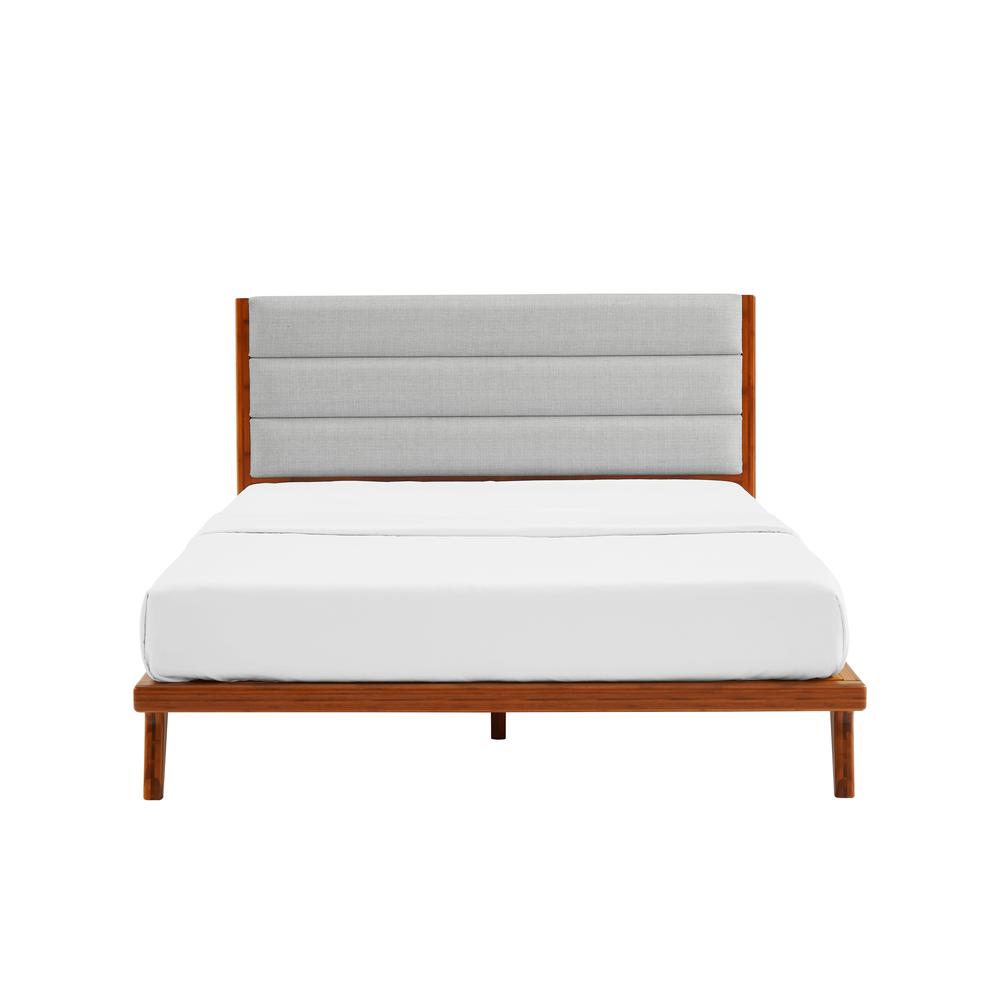 Mercury Upholstered Eastern King Platform Bed,  Amber. Picture 2