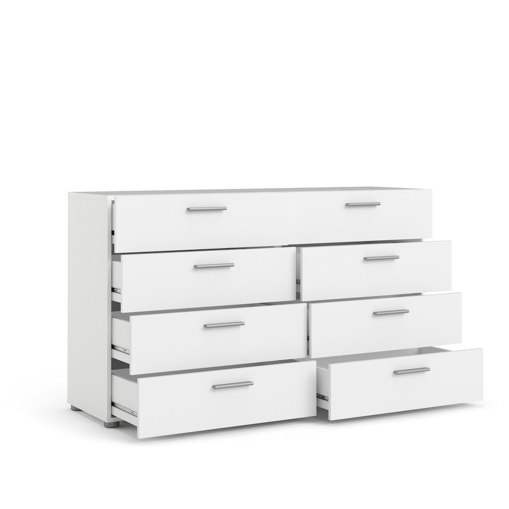 Sleek White Double Dresser with Eight Spacious Drawers for Bedroom Storage. Picture 3