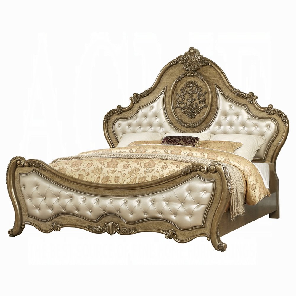 ACME Ragenardus Eastern King Bed, PU & Vintage Oak (1Set/3Ctn). Picture 1