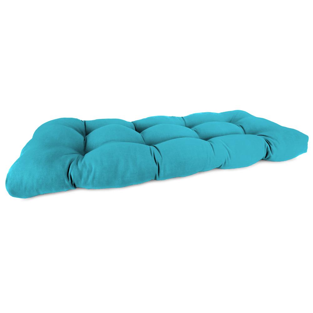 Outdoor Wicker Settee Cushion, Blue color. Picture 1