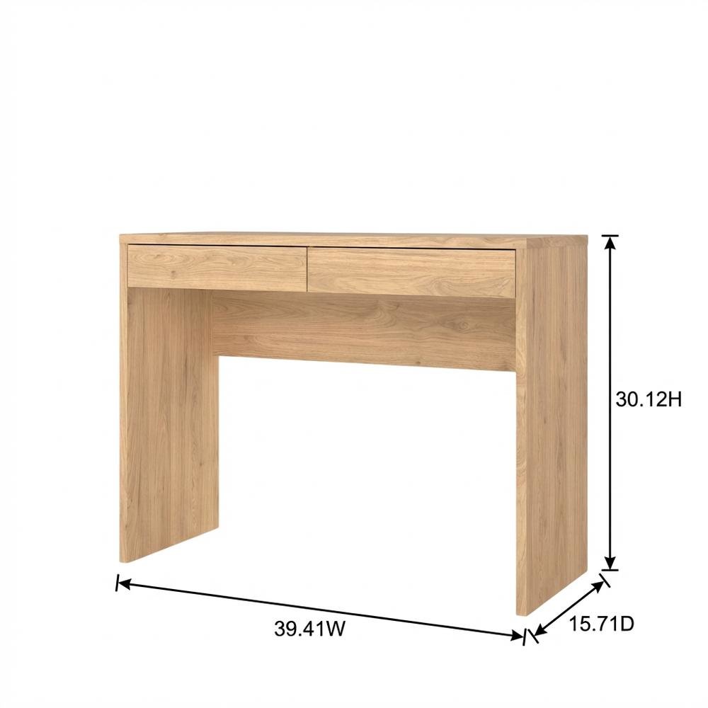 Modern Brown 2-Drawer Computer Desk for Home Office or Study Table. Picture 9