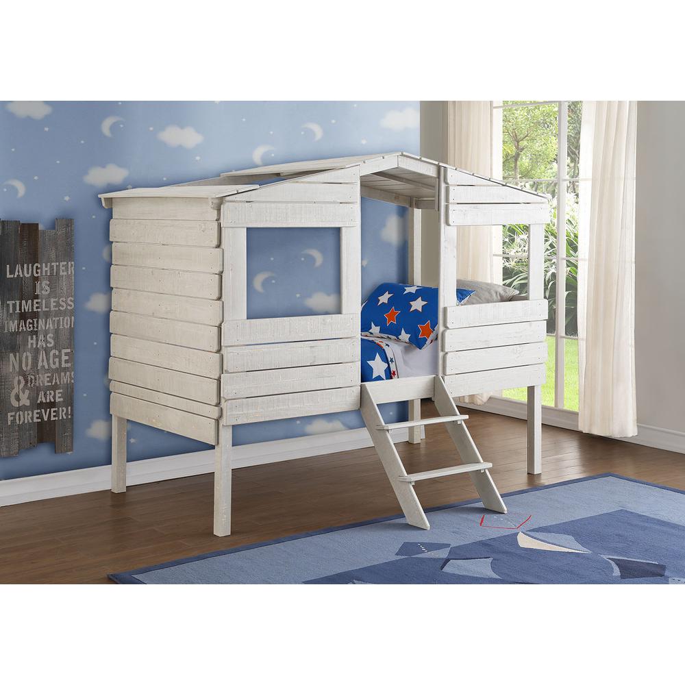 Twin Tree House Low Loft Bed, Rustic Sand. Picture 2