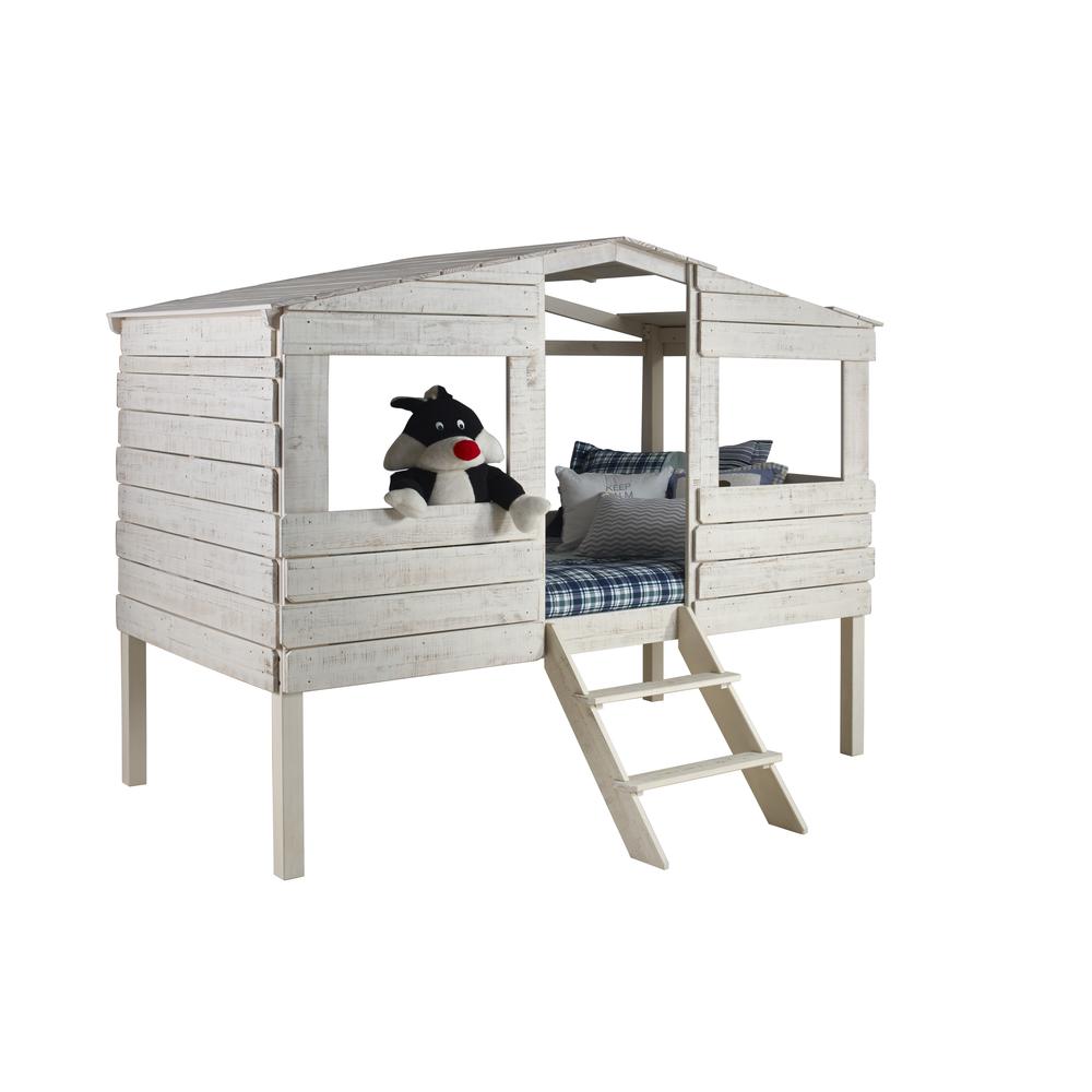 Twin Tree House Low Loft Bed, Rustic Sand. Picture 1