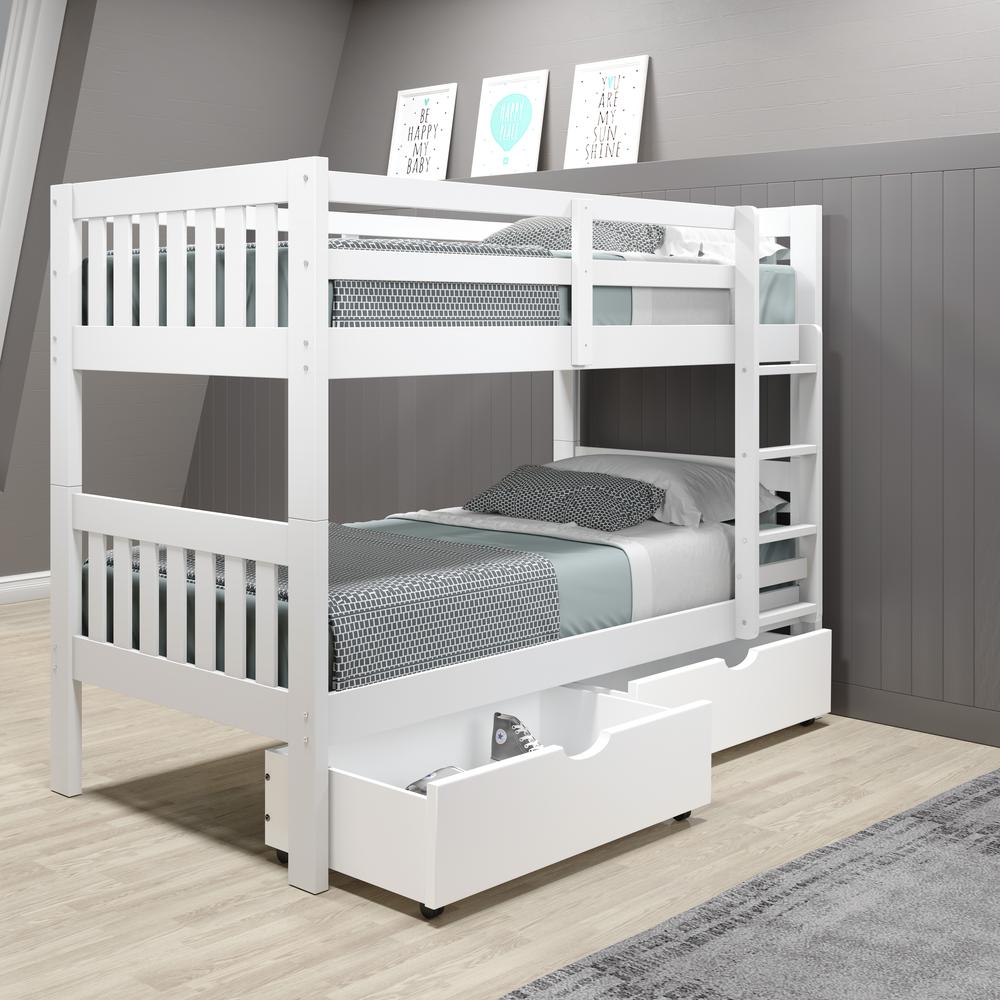 Twin/Twin Mission Bunk Bed W/Dual Under Bed Drawers. Picture 1