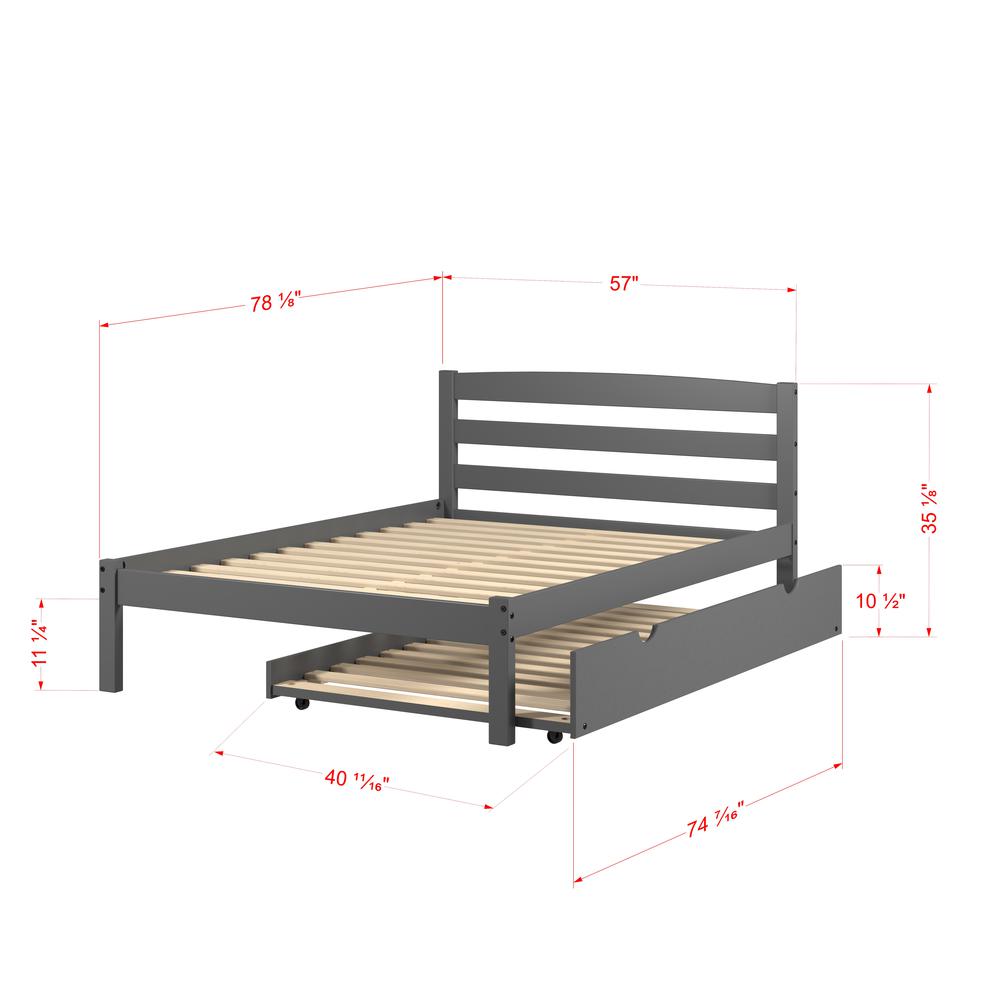 FULL ECONO BED WITH TRUNDLE BED DARK GREY FINISH. Picture 3