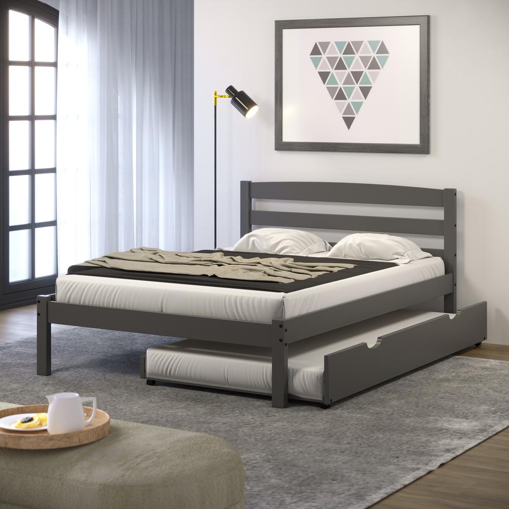 FULL ECONO BED WITH TRUNDLE BED DARK GREY FINISH. Picture 4