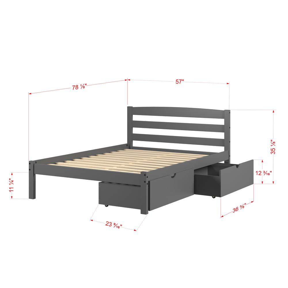 FULL ECONO BED WITH DUAL UNDER BED DRAWERS DARK GREY FINISH. Picture 1