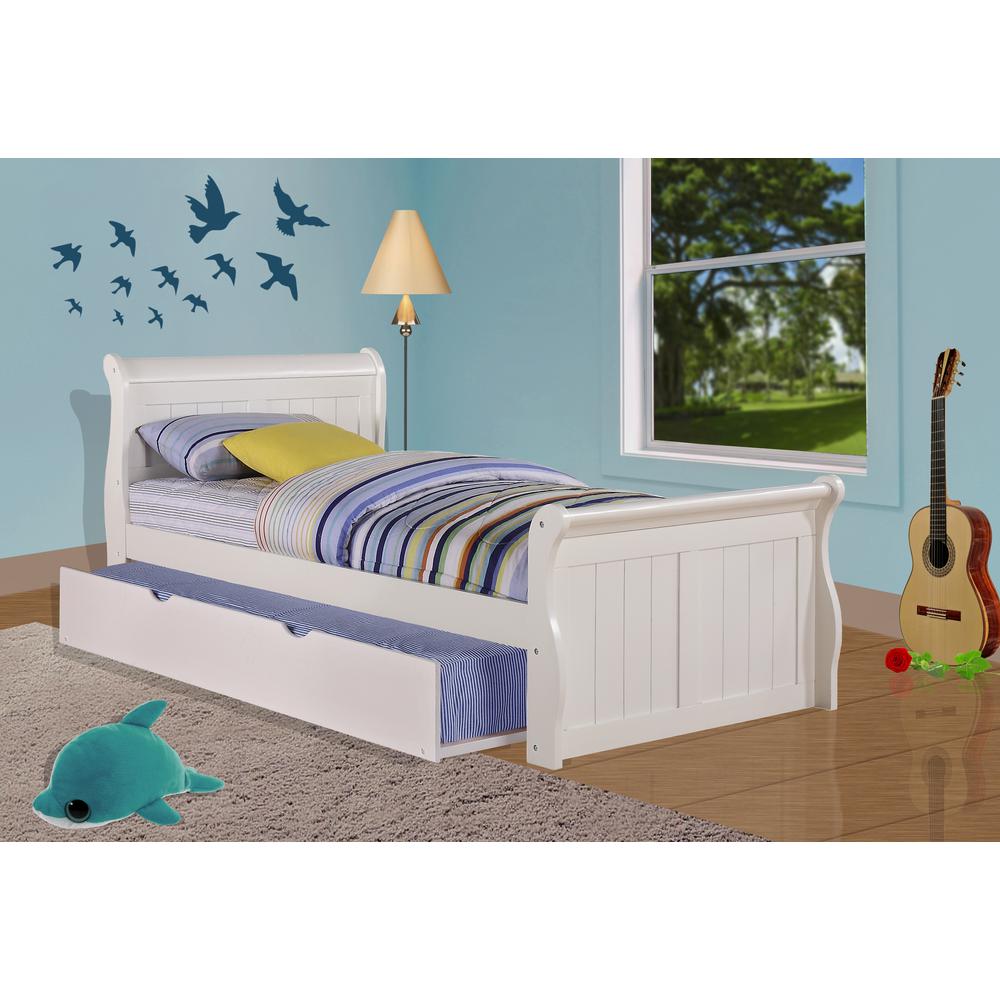 Twin Sleigh Bed W/Twin Trundle Bed. Picture 1