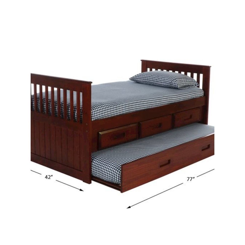 Twin Mission Rake Bed W/3 Drawer Elevation Kit And Twin Trundle. Picture 5