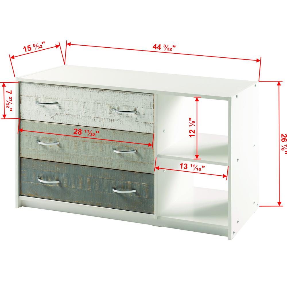 3 Drawer Chest/Shelf Grey White. Picture 2