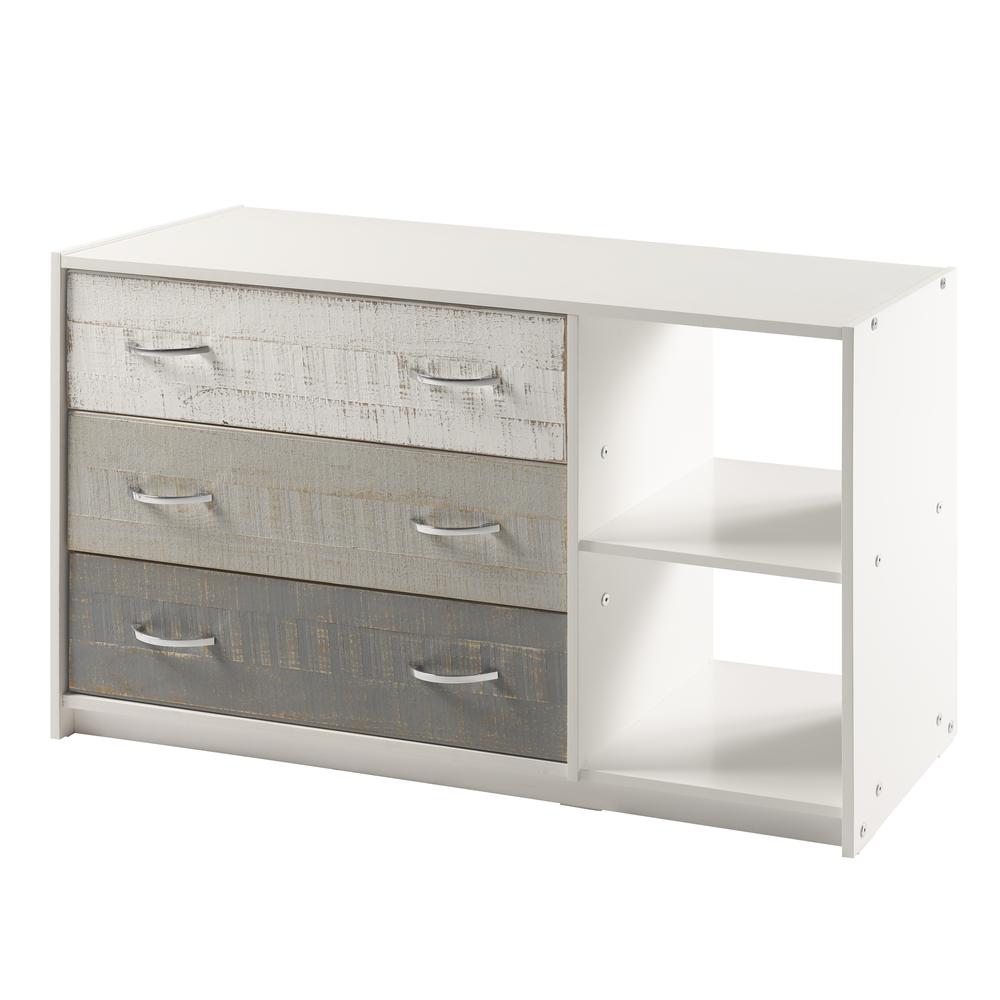 3 Drawer Chest/Shelf Grey White. Picture 1