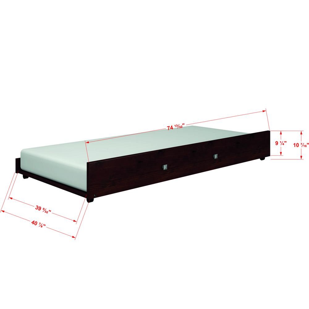 Twin Trundle Bed dark cappuccino finish. Picture 2