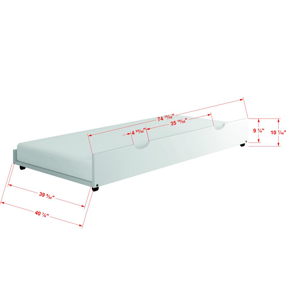 Twin Trundle (Only) in White. Picture 2