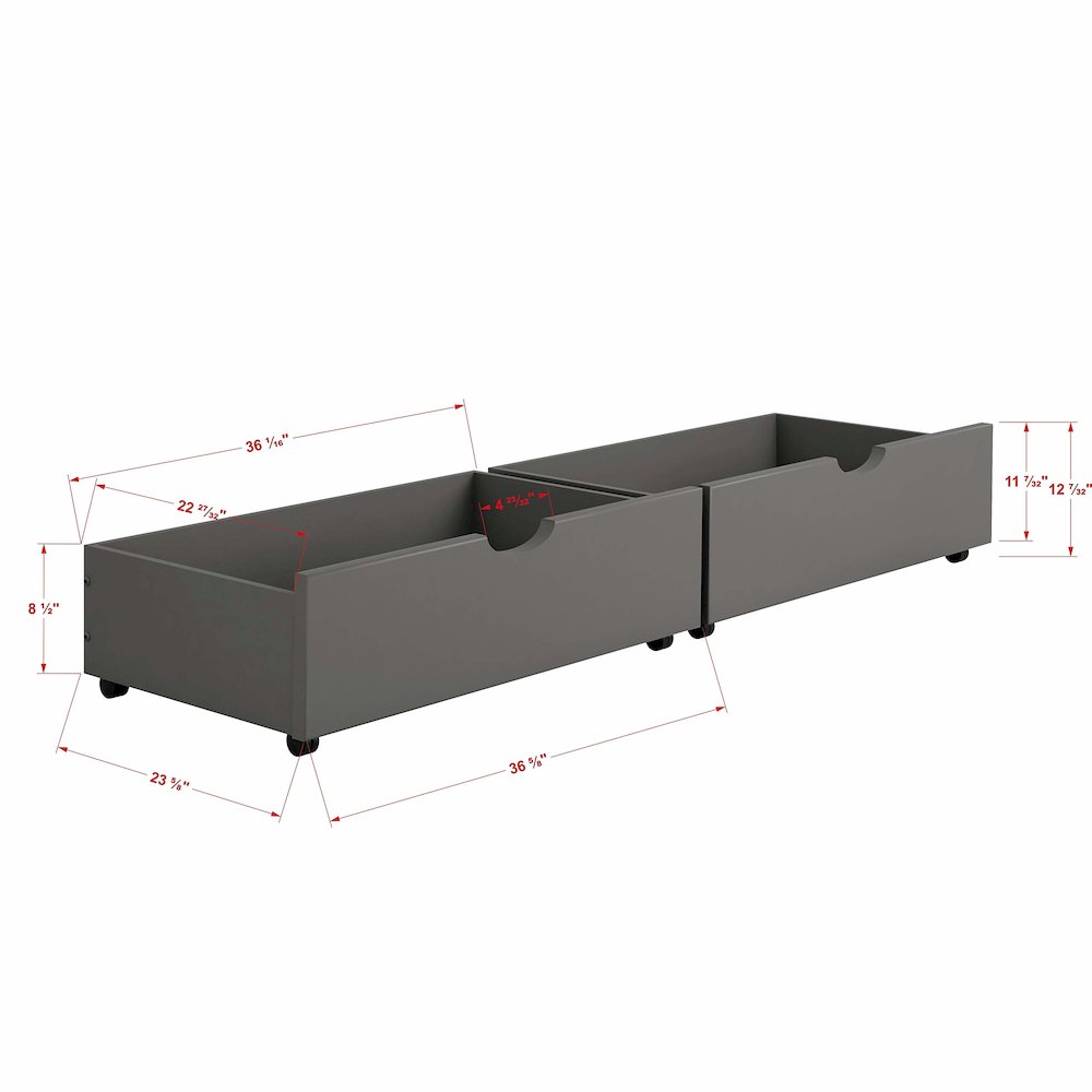 Dual Underbed Drawers Brushed Grey. Picture 3