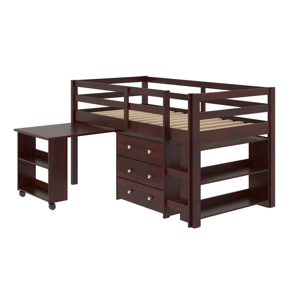 Twin Low Loft Includes Desk, Chest & Bookcase. Picture 1