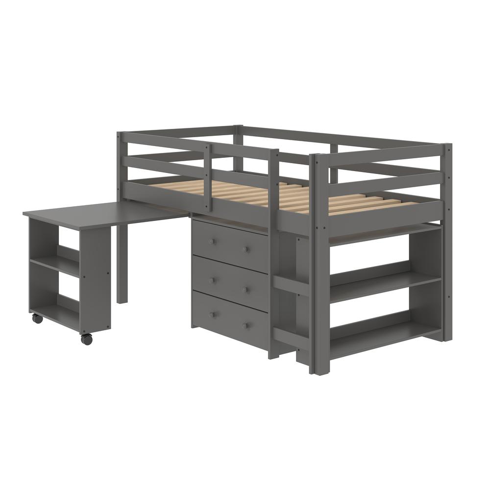 Twin Low Loft Includes Desk, Chest & Bookcase. Picture 1